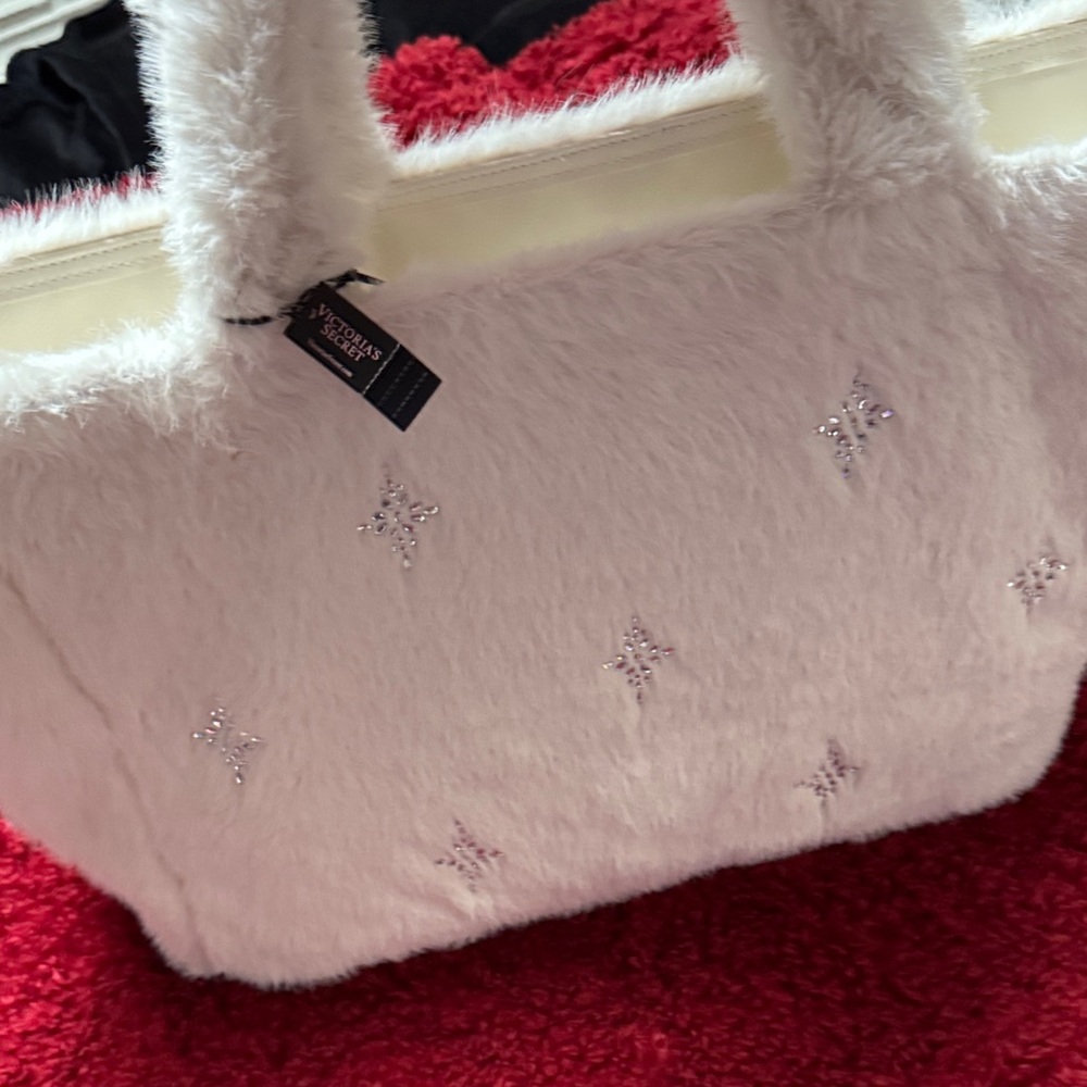 Victoria's Secret White Faux Fur Tote